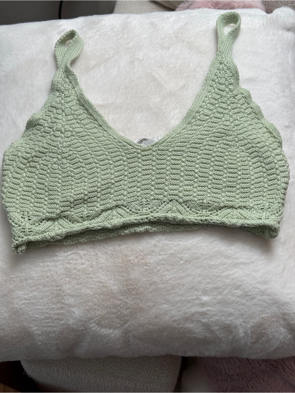 Double Zero Light Sage Green Crochet Knit Bralette